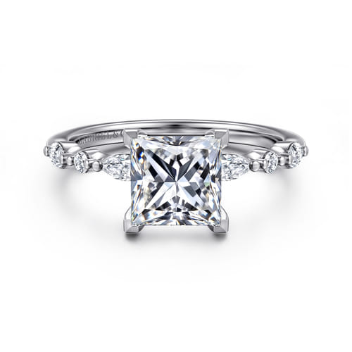 14K White Gold Princess Cut Diamond Engagement Ring