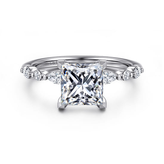 14K White Gold Princess Cut Diamond Engagement Ring