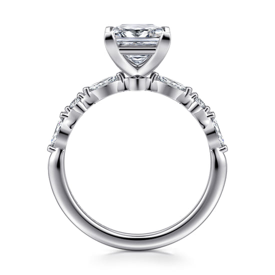 14K White Gold Princess Cut Diamond Engagement Ring angle 2