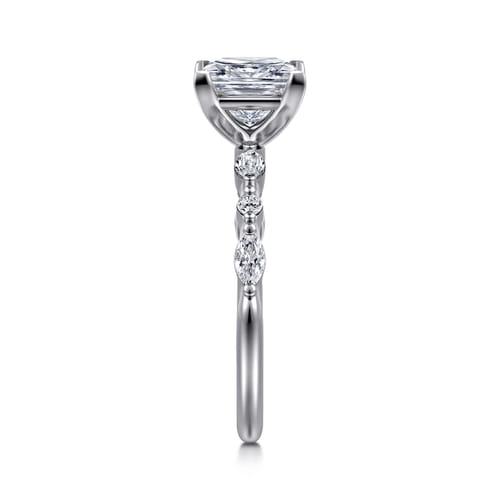 14K White Gold Princess Cut Diamond Engagement Ring
