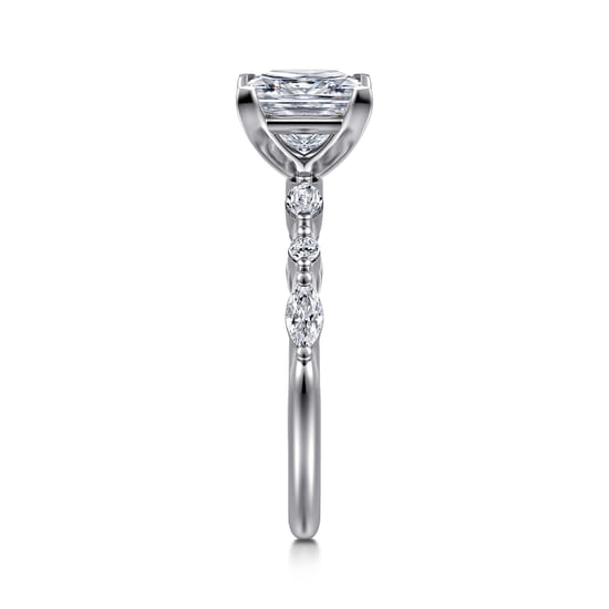 14K White Gold Princess Cut Diamond Engagement Ring angle 5