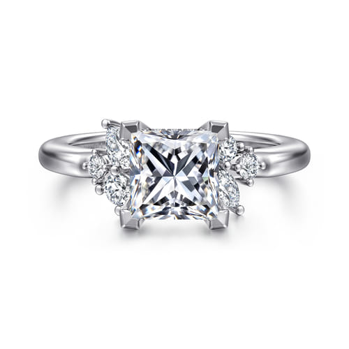 14K White Gold Princess Cut Diamond Engagement Ring