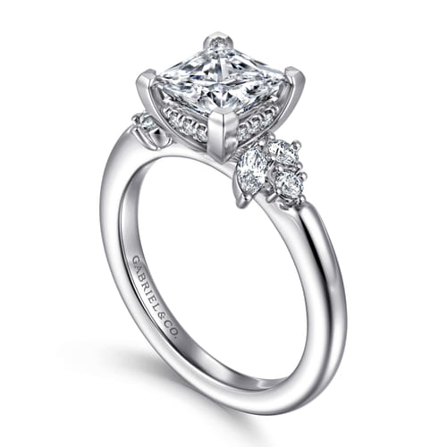 14K White Gold Princess Cut Diamond Engagement Ring