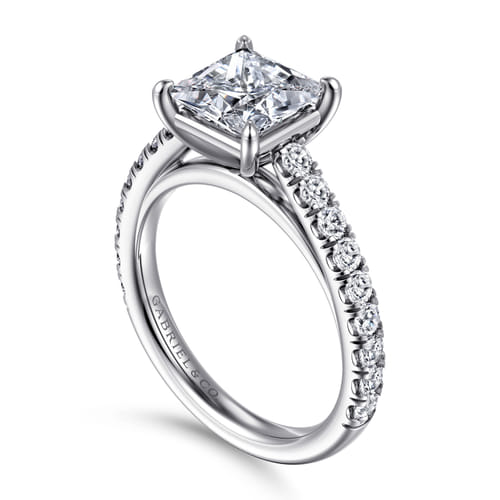 14K White Gold Princess Cut Diamond Engagement Ring