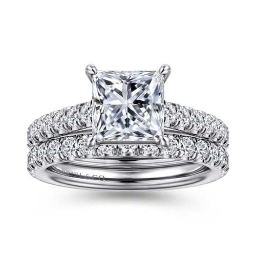 14K White Gold Princess Cut Diamond Engagement Ring