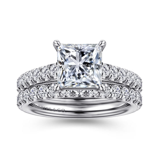 14K White Gold Princess Cut Diamond Engagement Ring angle 4
