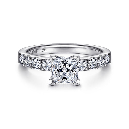 14K White Gold Princess Cut Diamond Engagement Ring