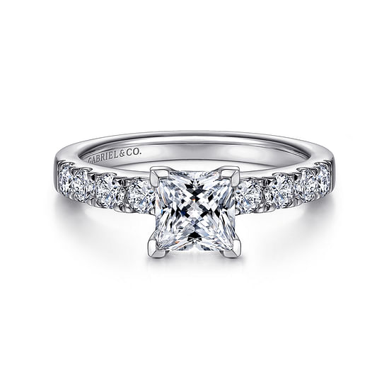 Gabriel - 14K White Gold Princess Cut Diamond Engagement Ring