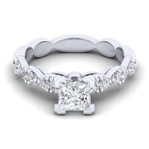 14K White Gold Princess Cut Diamond Engagement Ring