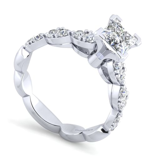 14K White Gold Princess Cut Diamond Engagement Ring