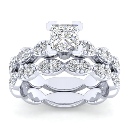 14K White Gold Princess Cut Diamond Engagement Ring