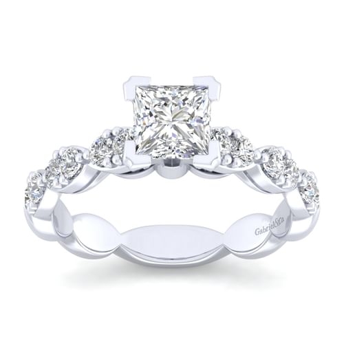 14K White Gold Princess Cut Diamond Engagement Ring