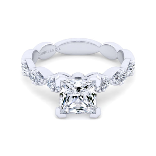 14K White Gold Princess Cut Diamond Engagement Ring