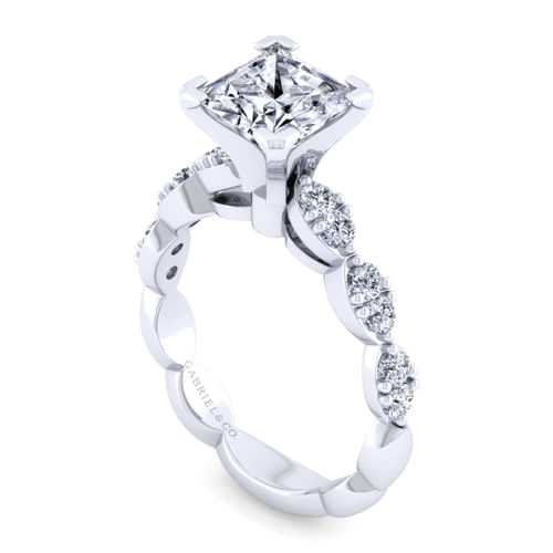 14K White Gold Princess Cut Diamond Engagement Ring