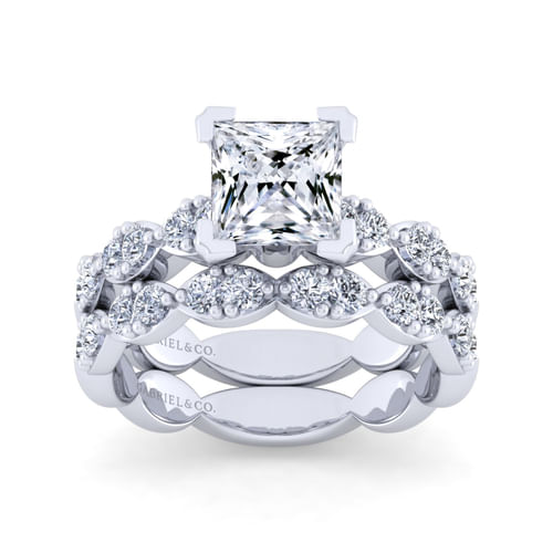 14K White Gold Princess Cut Diamond Engagement Ring