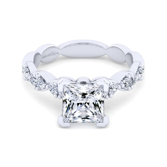 Gabriel - 14K White Gold Princess Cut Diamond Engagement Ring