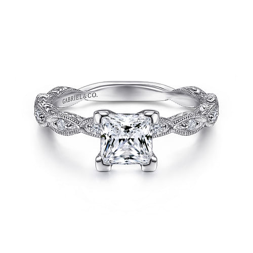 14K White Gold Princess Cut Diamond Engagement Ring