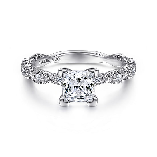 Gabriel - 14K White Gold Princess Cut Diamond Engagement Ring