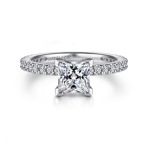 14K White Gold Princess Cut Diamond Engagement Ring