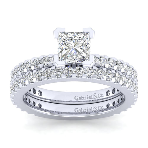 14K White Gold Princess Cut Diamond Engagement Ring