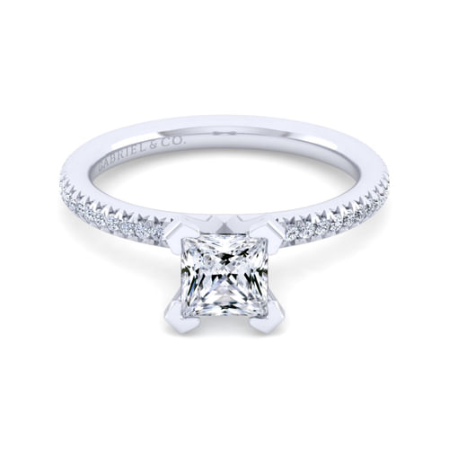 14K White Gold Princess Cut Diamond Engagement Ring