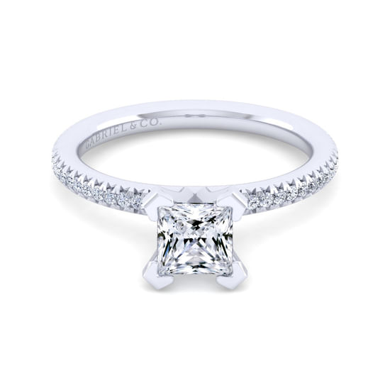 Gabriel - 14K White Gold Princess Cut Diamond Engagement Ring