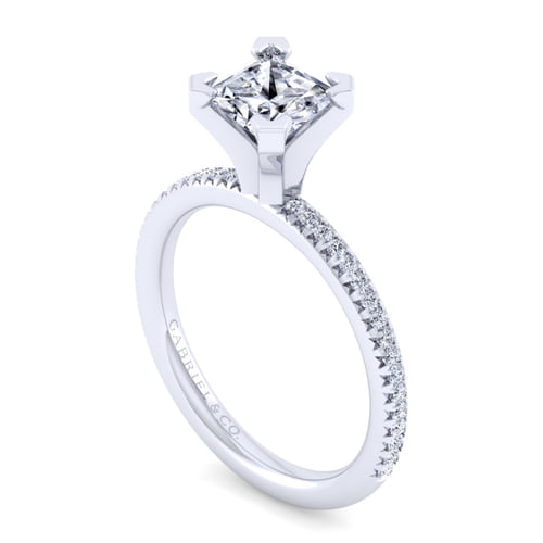 14K White Gold Princess Cut Diamond Engagement Ring
