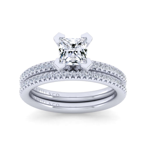 14K White Gold Princess Cut Diamond Engagement Ring