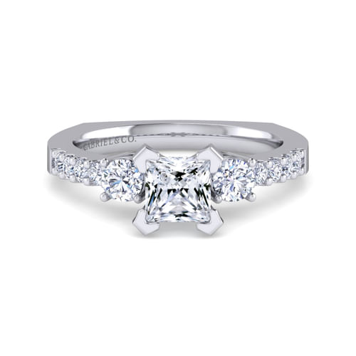14K White Gold Princess Cut Diamond Engagement Ring