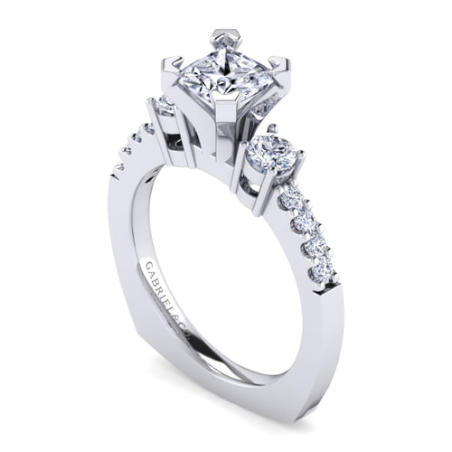 14K White Gold Princess Cut Diamond Engagement Ring