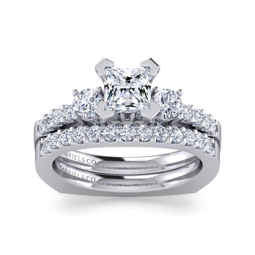 14K White Gold Princess Cut Diamond Engagement Ring