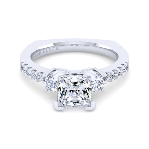 14K White Gold Princess Cut Diamond Engagement Ring