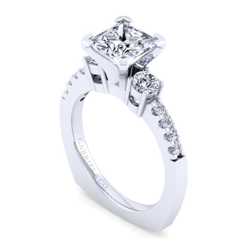 14K White Gold Princess Cut Diamond Engagement Ring