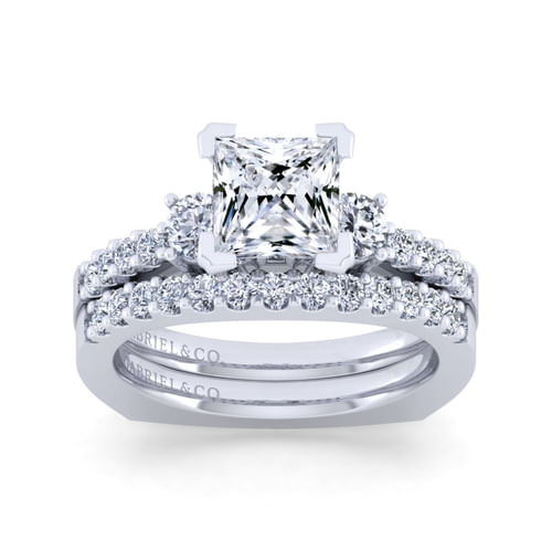 14K White Gold Princess Cut Diamond Engagement Ring