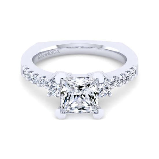 Gabriel - 14K White Gold Princess Cut Diamond Engagement Ring
