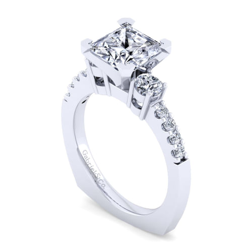 14K White Gold Princess Cut Diamond Engagement Ring