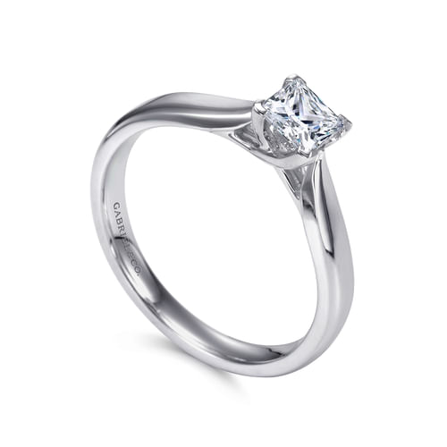 14K White Gold Princess Cut Diamond Engagement Ring