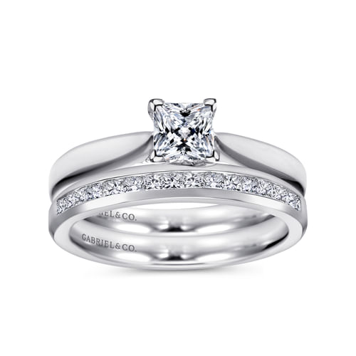 14K White Gold Princess Cut Diamond Engagement Ring