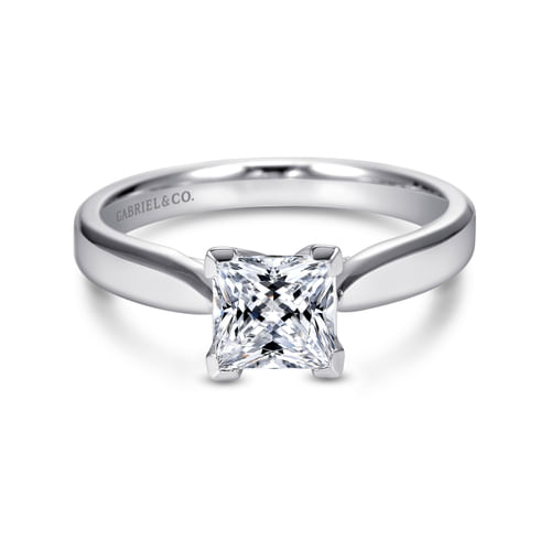 14K White Gold Princess Cut Diamond Engagement Ring
