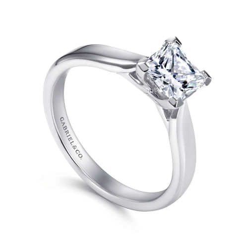 14K White Gold Princess Cut Diamond Engagement Ring