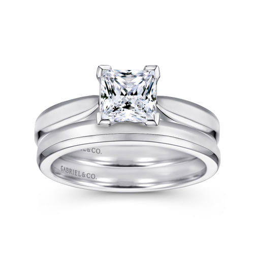 14K White Gold Princess Cut Diamond Engagement Ring