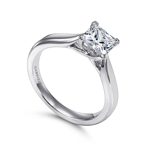 14K White Gold Princess Cut Diamond Engagement Ring