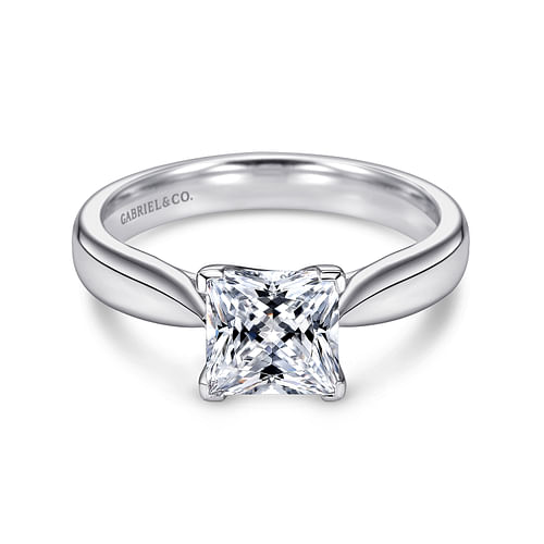 14K White Gold Princess Cut Diamond Engagement Ring