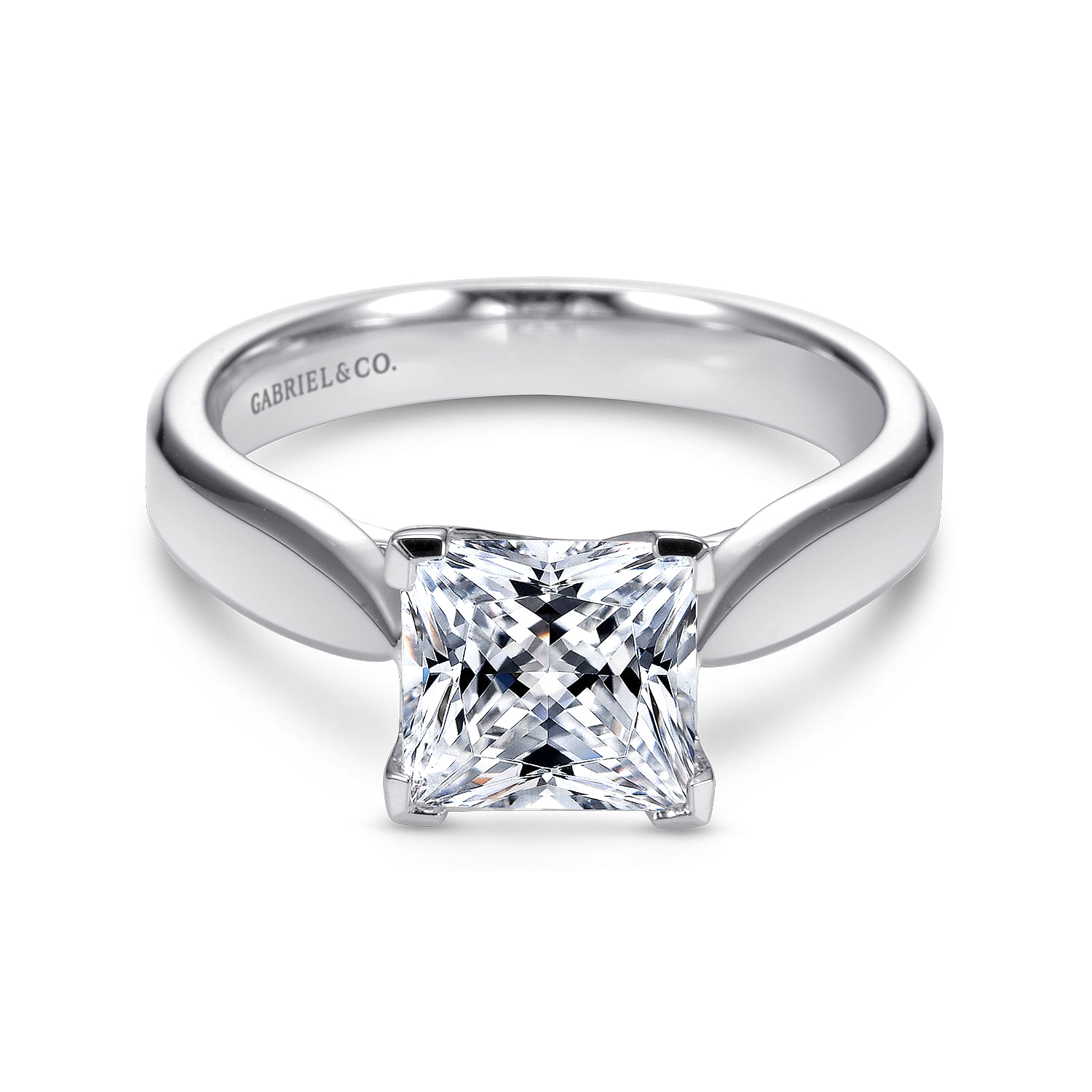 Gabriel - 14K White Gold Princess Cut Diamond Engagement Ring