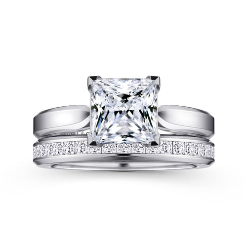 14K White Gold Princess Cut Diamond Engagement Ring
