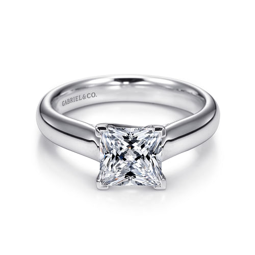 14K White Gold Princess Cut Diamond Engagement Ring