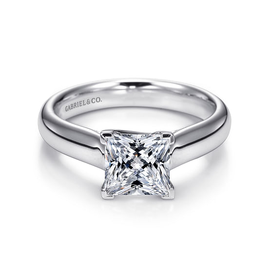 Gabriel - 14K White Gold Princess Cut Diamond Engagement Ring