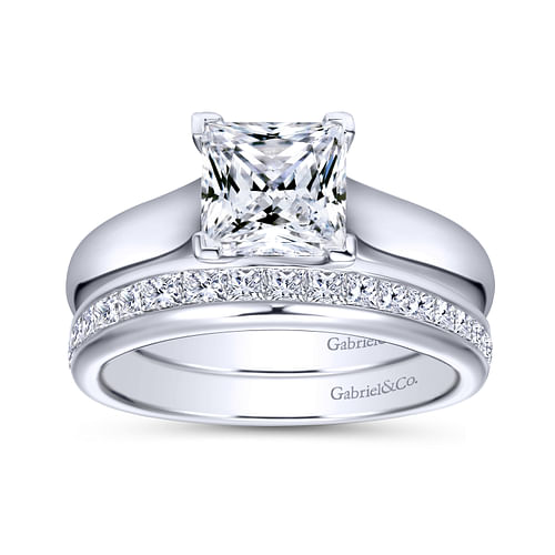 14K White Gold Princess Cut Diamond Engagement Ring