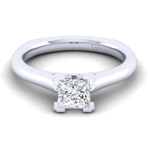 14K White Gold Princess Cut Diamond Engagement Ring