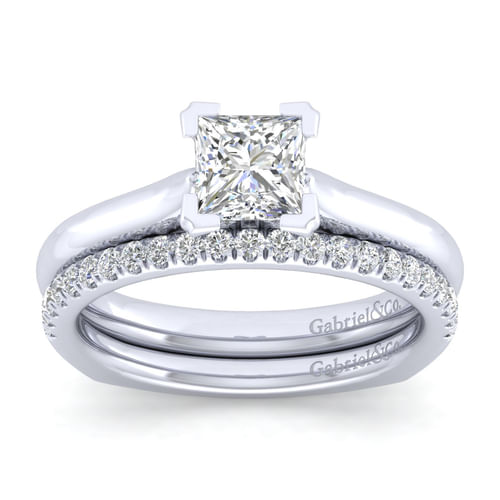 14K White Gold Princess Cut Diamond Engagement Ring